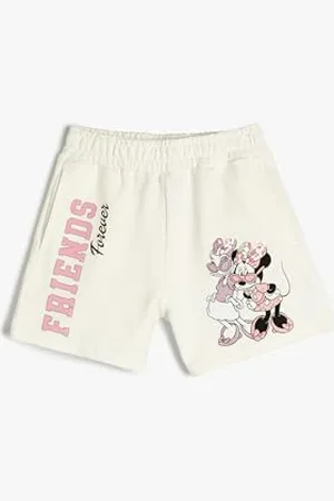 Koton Girls Minnie Mouse and Daisy Duck Shorts Pockets Drawstring Cotton