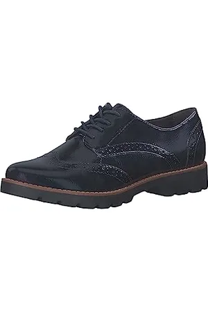 Jana Damen Schnürschuhe Oxford Lack Weite H Mehrweite, Blau , 38 EU