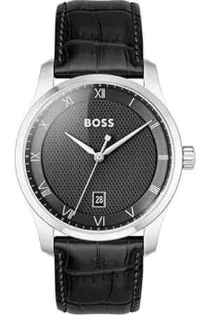 HUGO BOSS Analog Quarzuhr für Herren Kollektion Principle mit Schwarzes Lederarmband - 1514122