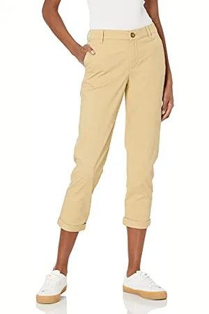Amazon Damen 3/4-Crop-Khakihose mit mittelhohem Bund und schmal zulaufendem Bein (in Übergrößen erhältlich), , 36-38