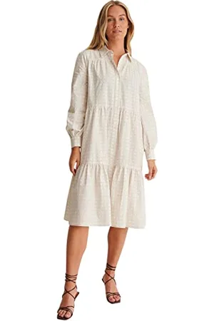 NA-KD Damen Midikleid mit Knöpfen Lässiges Kleid, , 38