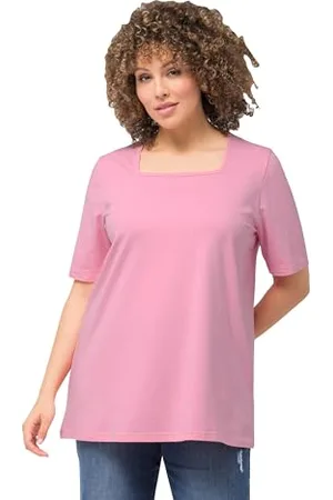 Ulla Popken Damen, große Größen, T-Shirt, A-Linie, Carree-Ausschnitt, Halbarm