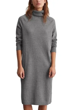 Marc O’ Polo Marc OߴPolo Denim Damen Strickkleid mit Rollkragen Relaxed Fit, Schwarz (Dark Shadow Melange), L