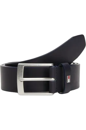 Tommy Hilfiger Herren Gürtel Adan New Leather mit Flagge aus Leder, Blau (Space Blue), 90 cm