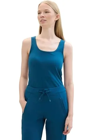 TOM TAILOR Damen Basic Top , Moss Blue, L