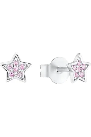 QS by s.Oliver Ohrstecker 925 Sterling Silber Mädchen Kinder Ohrschmuck, mit Zirkonia synth., 0,5 cm, Silber, Stern, Kommt in Schmuck Geschenk Box, 2036825