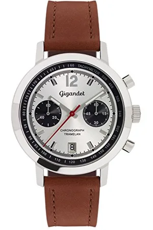 Gigandet Herren-Armbanduhr Chronograph Quarz Analog Leder braun Tramelan G10-004
