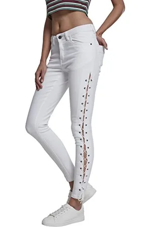 Urban classics Damen TB2003-Ladies Denim Lace Up Pants Skinny Jeans, , 40 (Herstellergröße: 29)