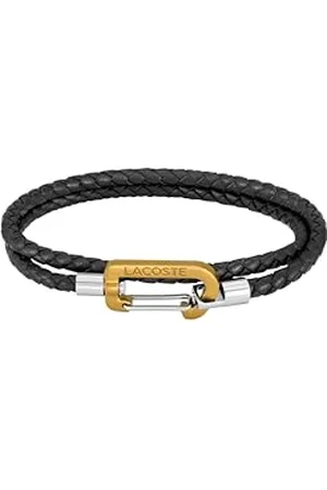 Lacoste Herren Lederarmbänder Kollektion MATT aus Doppelt Gewickeltem Leder mit Farbiger Karabinerverschluss – Erhältlich in Braun, Marineblau oder Schwarz