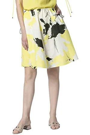 Apart Damen Printed Skirt Rock, Vanille-multicolor, 40 EU