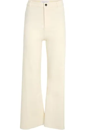 Tamaris Damen Slim High Waist Hose mit weitem Bein ALFENAS Weiß 44
