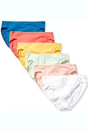 Amazon Damen Slip aus Baumwolle mit hohem Beinschnitt (in Übergröße erhältlich), 6er-Pack, , 38