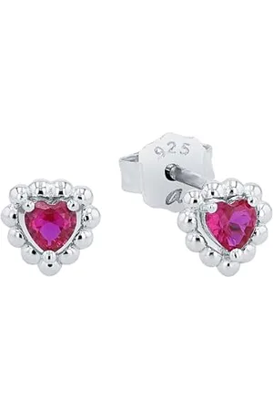 Amor Ohrstecker 925 Sterling Silber Mädchen Kinder Ohrschmuck, mit Zirkonia synth., 0,6 cm, , Herz, Kommt in Schmuck Geschenk Box, 2021187