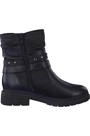 Jana Damen Stiefeletten ohne Absatz aus Kunstleder mit Schnalle Weite H Mehrweite, (Black), 37 EU