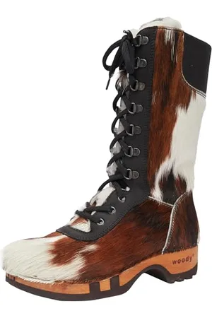 Woody Damen Rosanna Halblange Stiefel, Natur Fell, 37 EU