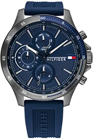 Tommy Hilfiger Multi Zifferblatt Quarz Uhr für Herren mit Marinblaues Silikonarmband - 1791721