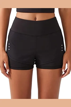 LOS OJOS Sport Shorts Damen - 2 in 1 Workout Shorts - Yoga Shorts für Frauen mit Taschen für Yoga, Laufen und Training, , XXL
