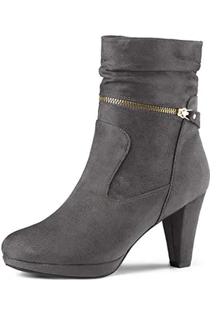 Allegra K Damen Ankle Zip Plateau High Heel Mid Wadenstiefel 39