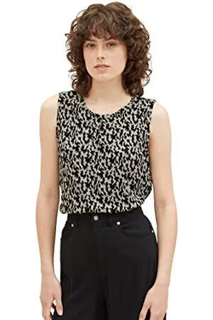 TOM TAILOR Damen 1037218 Top mit Muster, 32148-Black Small Abstract Design, L