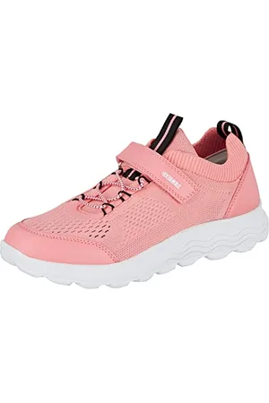 Geox J SPHERICA Girl Sneaker, Coral/Black, 32 EU