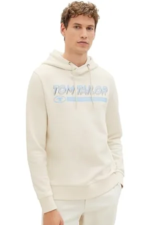 TOM TAILOR Herren Hoodie Sweatshirt mit Logo-Print, vintage beige, S