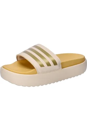 adidas Damen Adilette Platform Slides, crystal sand/gold met/semi spark, 42 EU