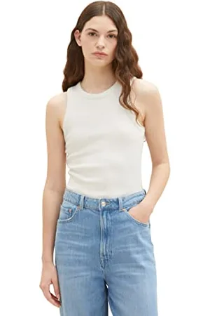 TOM TAILOR Damen 1036555 Top in Rippstruktur, 10348-Gardenia White, M