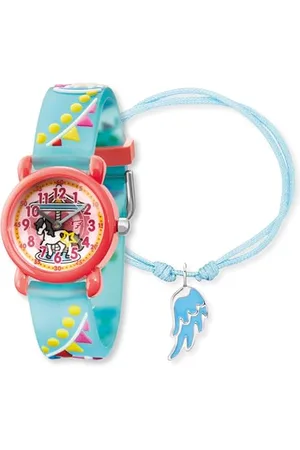 Engelsrufer Herzengel Kinder Uhrenset mit Karussell Motiv - analoge Armbanduhr, robustes Kunststoffgehäuse, weiches Band, 27mm, 3ATM mit passendem Nylonarmband und Stiftemäppchen