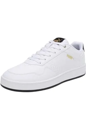PUMA Herren Court Classic Sneaker, Weiß Schwarz Gold, 40.5 EU