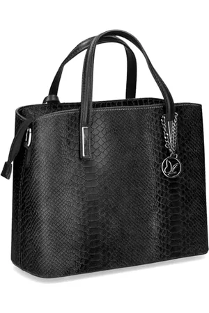 Caprice Damen Henkeltasche aus Leder Mittelgroß, Schwarz , 1