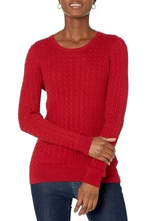 Amazon Damen Leichter Langarm-Pullover Mit Rundhalsausschnitt Mit Zopfmuster (Erhältlich In Übergröße), , XXL