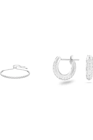 Swarovski Subtle Trilogy Armband, & Stone Kreolen, Pavé, Klein, Weiß, Rhodiniert