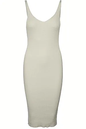 VERO MODA Damen Vmgold Rib Sl V-NCK Belowkn Dress Kleid, , L EU