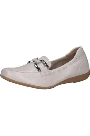 Caprice Damen Slipper aus Leder Bequem, Cremefarben (Pearl Per.Deer), 42 EU