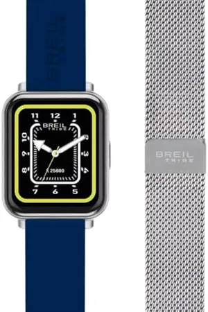 Breil Uhr Unisex SBT-2 Ziffernblatt SCHWARZ Bewegung SMARTWATCH SMARTMODULE e MASCHENBAND Silicon + Steel Silber, BLAU EW0673