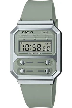 Casio Unisex Quartz Armbanduhr, 33.00mm GehäusegröÃŸe mit digital Zifferblatt und Plastic/Resin Bracelet Armband A100WEF-3AEF