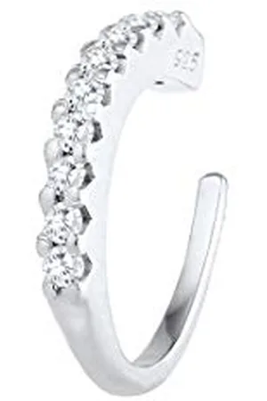 Elli Earcuff 925 Ohrmanschette Damen Ohrringe für Frauen Ohrklemme mit Zirkonia Kristallen 0.015ct Durchmesser 15mm Conch 0305951019