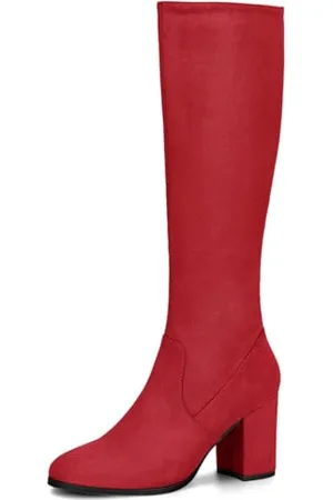 Allegra K Damen Round Toe Reißverschluss Blockabsatz Kniehohe Boots Stiefel 39