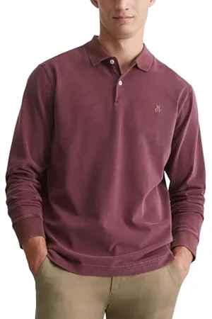 Marc O’ Polo Marc OߴPolo Herren Langarm-Poloshirt aus Bio-Baumwolle Regular Fit, Rot (Wine Berry), XS