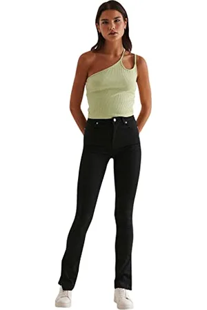 NA-KD Damen Geripptes Crop Top Trägershirt/Cami Shirt, , XXL