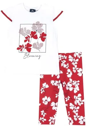 chicco Mädchen Komplettset mit T-Shirt und Dreiviertel Leggings mit Tunnelzug und elastischem Bund, mit modischen Grafiken, weiche Passform, aus Baumwolle, maschinenwaschbar, Kleidung für Mädchen, Entworfen in Italien