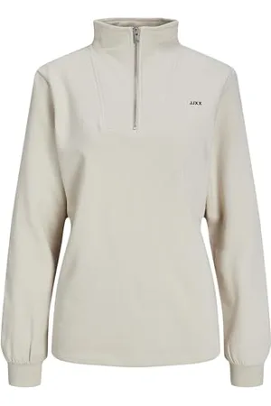 JJXX Jack & Jones Damen Jxabbie RLX Ls Half Zip Sweat SWT Noos Sweatshirt, Moonbeam/Print:Black Logo, M