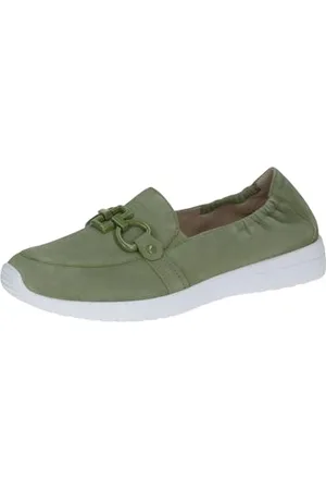 Caprice Damen Slipper aus Leder Bequem, Grün , 42 EU