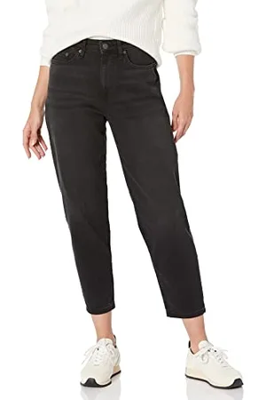 Amazon Damen Schmal zulaufende, knöchellange Jeans mit Lockerem Bein und hohem Bund, , 42