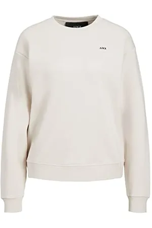 JJXX JACK & JONES Damen Sweatshirt Jxabbie Ls Rel Every Brush Crew Noos, Moonbeam/Print:black Logo, L
