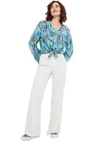 Joe Browns Damen Klassische weiße weitem Bein, Plisseefalten vorne Hose, , 34