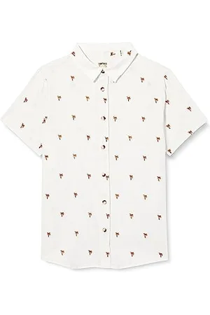 Koton Boyss Short Sleeve Palm Printed Cotton Shirt, , 7-8 Jahre EU