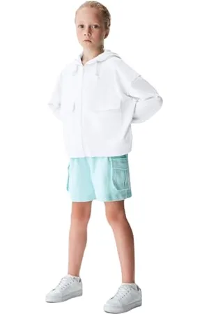 LTB Mädchen Kapuzenpullover Rohata Langarm Mit Kapuze zum Reißverschluss in Weiß aus 100% Baumwolle - Größe 176CM