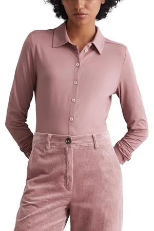 Marc O’ Polo Marc OߴPolo Damen Langarmshirt mit Spitzkragen klassisch, Rosa (Dark Mauve), XXS