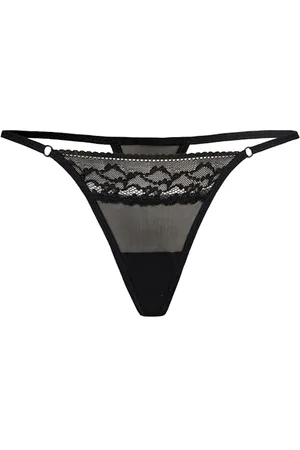 Teyli Damen Tanga String aus Spitze mit Streifen - String Tanga Damen String - String Tanga Dessous - Strings L/XL